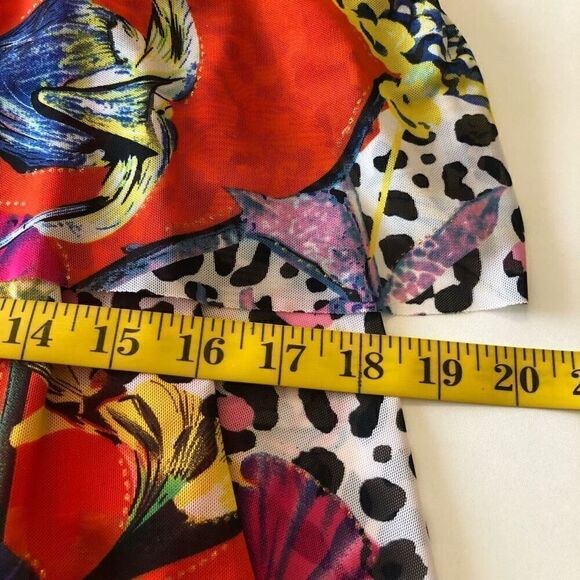 Elena Wang Mesh Tiered Sleeveless Jungle Print Whimsical Occasion Dress Size M - Picture 11 of 12